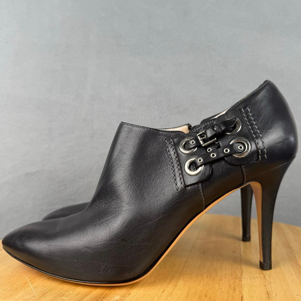 Casadei Black Leather Pumps With Buckle Accent Zip-Up Women’s Size 10 US